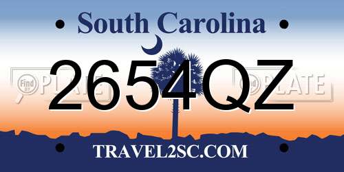 2654QZ South Carolina License Plate