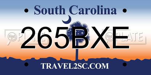 265BXE South Carolina License Plate