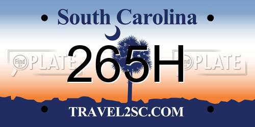 265H South Carolina License Plate