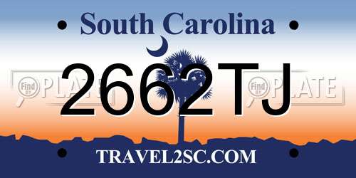 2662TJ South Carolina License Plate