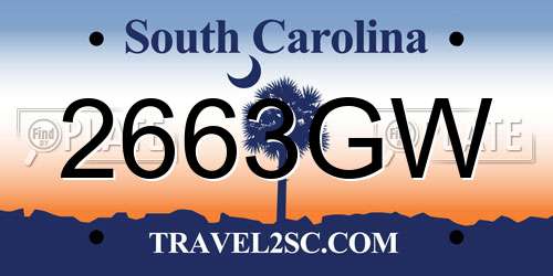 2663GW South Carolina License Plate