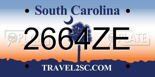 2664ZE South Carolina License Plate