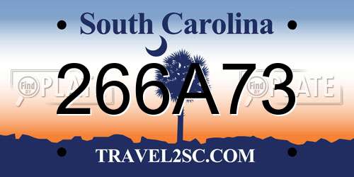 266A73 South Carolina License Plate