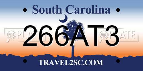 266AT3 South Carolina License Plate