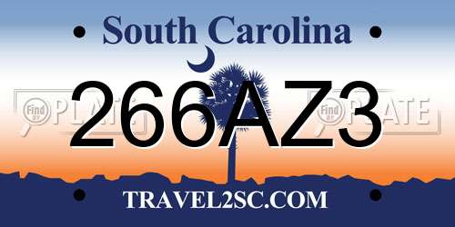266AZ3 South Carolina License Plate