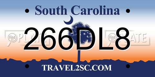 266DL8 South Carolina License Plate