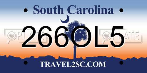 266OL5 South Carolina License Plate