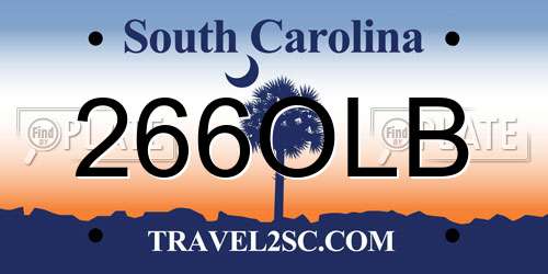 266OLB South Carolina License Plate