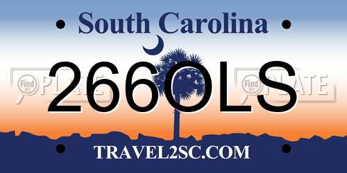 266OLS South Carolina License Plate