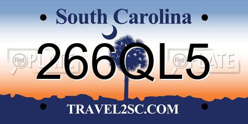 266QL5 South Carolina License Plate
