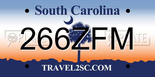 266ZFM South Carolina License Plate