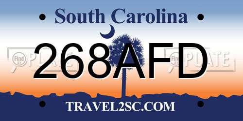 268AFD South Carolina License Plate