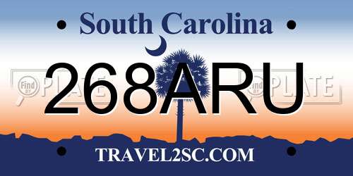 268ARU South Carolina License Plate