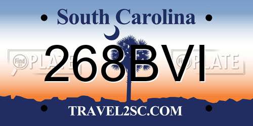 268BVI South Carolina License Plate