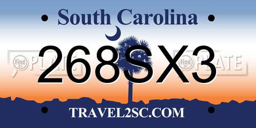 268SX3 South Carolina License Plate