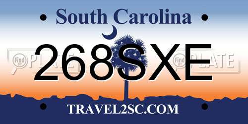268SXE South Carolina License Plate