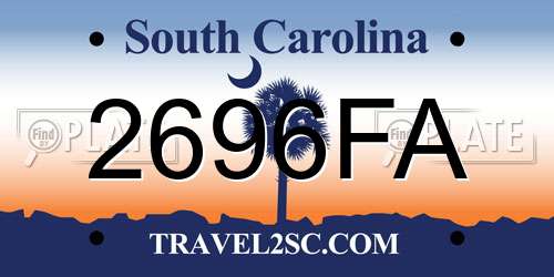 2696FA South Carolina License Plate