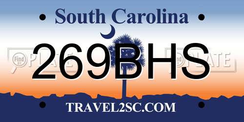 269BHS South Carolina License Plate