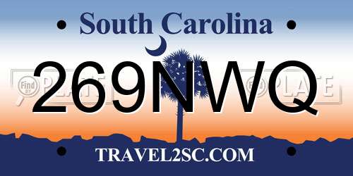 269NWQ South Carolina License Plate