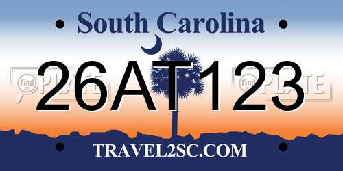 26AT123 South Carolina License Plate