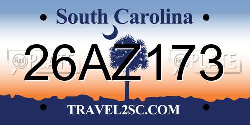 26AZ173 South Carolina License Plate