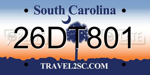26DT801 South Carolina License Plate