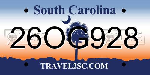 26OG928 South Carolina License Plate
