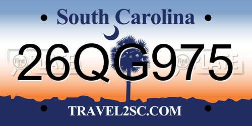 26QG975 South Carolina License Plate