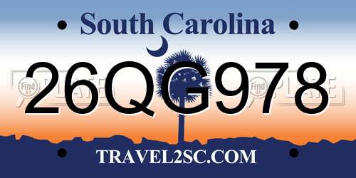 26QG978 South Carolina License Plate
