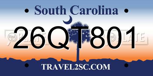 26QT801 South Carolina License Plate