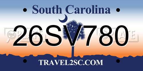 26SV780 South Carolina License Plate