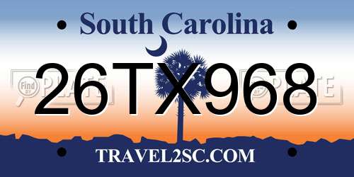 26TX968 South Carolina License Plate