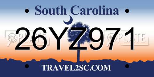 26YZ971 South Carolina License Plate