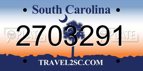 2703291 South Carolina License Plate