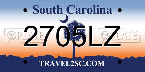 2705LZ South Carolina License Plate