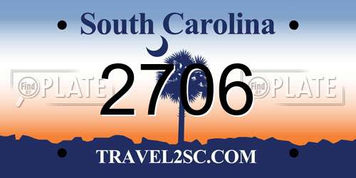 2706 South Carolina License Plate
