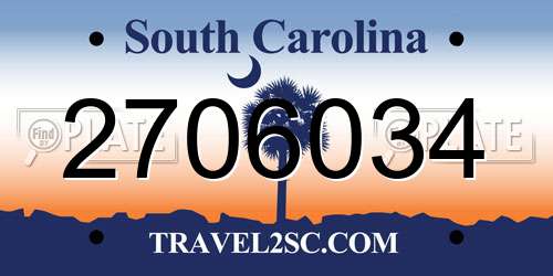 2706034 South Carolina License Plate