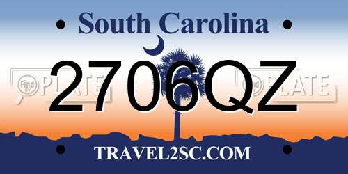2706QZ South Carolina License Plate