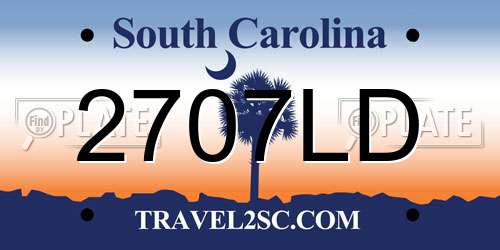 2707LD South Carolina License Plate