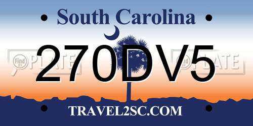 270DV5 South Carolina License Plate