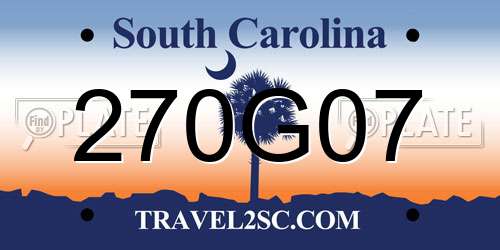 270G07 South Carolina License Plate