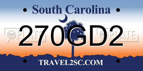 270GD2 South Carolina License Plate
