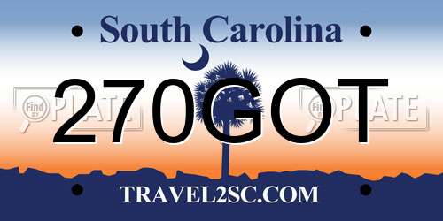 270GOT South Carolina License Plate