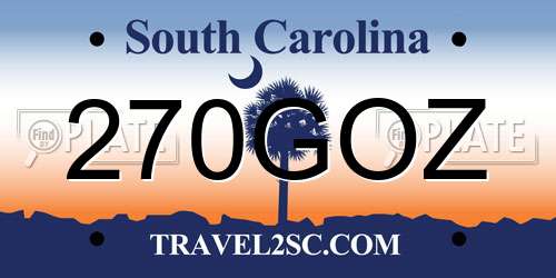 270GOZ South Carolina License Plate
