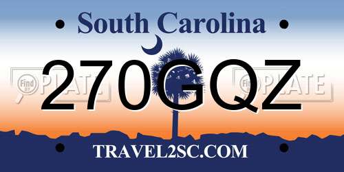 270GQZ South Carolina License Plate