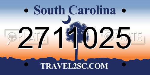 2711025 South Carolina License Plate