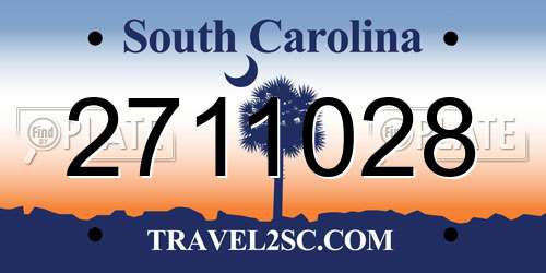 2711028 South Carolina License Plate