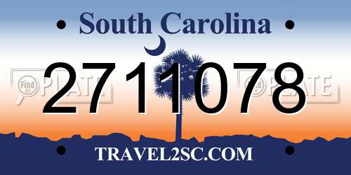 2711078 South Carolina License Plate