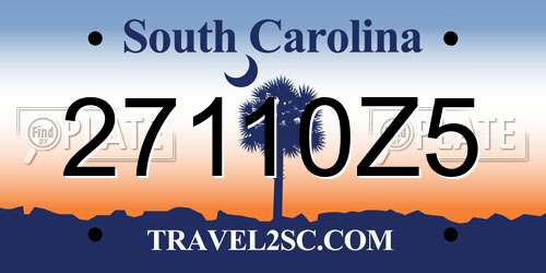 27110Z5 South Carolina License Plate