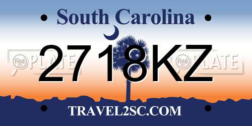 2718KZ South Carolina License Plate